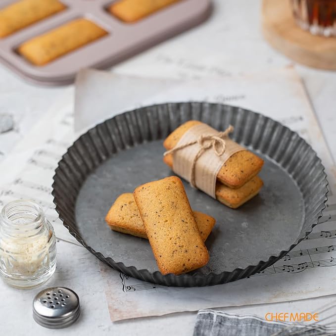 CHEFMADE Financier Cake Pan, 8-Cavity Non-Stick Muffin Pan Biscuits Cookies Bakeware for Oven Baking (Champagne Gold)