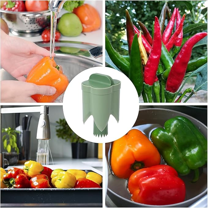 2PCS Pepper corer seed remover,Upgrade2 in 1 Fruit Pepper Seed Corer Remover,Quickly Cutting and Deseeding Bell Pepper Corer Tool for Vegetables Kitchen Gadget