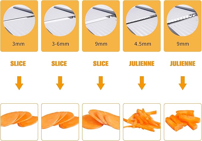 Adjustable Mandoline Slicer Mandoline Slicer for Kitchen with Cut-Resistant Gloves,Potato Slicer, Vegetable Slicer, Mandoline French Fry Cutter Stainless Steel Vegetable Chopper
