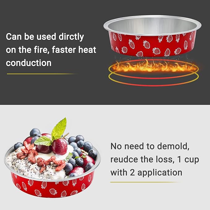 Beasea Disposable Mini Pie Pans with Lids, 100 Pack 4 Inch 8oz Aluminum Baking Foil Tins Small Round Tart Cups Containers for Individual Cupcake Dessert Muffin Cheesecake Ramekins Quiche Oven Dishes