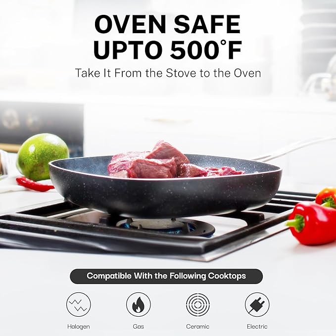 GRANITESTONE 20 Pc Complete Pots and Pans Set Non Stick Cookware Set with Deep Frying Pan Set, Bakeware, Steamer, Cooking Utensils, Non Toxic PFOA PFOS Free, Oven and Dishwasher Safe