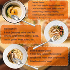 Large Hostess Serving Utensils Set, Stainless Steel Heavy Duty Hammered Serving spoons, Slotted Spoons, Serving Fork, Cake Server, Butter Knife, Dishwasher Safe（Silver）