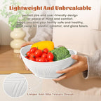 Homienly Wheat Straw Bowls, Large Salad Bowls Set of 6, 60 OZ Large Capacity Serving Bowl for Kitchen, Picnic, Camping,Lightweight Unbreakable Microwave and Dishwasher Safe Big Bowl - White