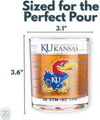 Greenline Goods – University of Kansas Jayhawks College Whiskey Glasses (Set of 2), 10 oz – Full-Color Logo + Campus Map