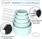 TILUCK Measuring Cups & Spoons Set, Stackable Cups and Spoons, Nesting Measure Cups with Stainless Steel Handle, Kitchen Gadgets for Cooking & Baking (Green)