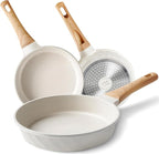 Non-stick Frying Pans Nonstick Frying Pan Set Egg Omelette Pans for Cooking Set, Healthy Granite Skillet Set Kitchen Induction Cookware Chef's Pan Christmas Gift, 8", 9.5" &11"