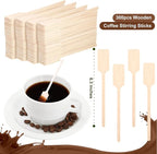 Bokon 6.3 Inch Coffee Stir Sticks Wooden Kayak Paddle Shaped Coffee Stirrers Wood Wooden Stirrer Hot Cocoa Stir Sticks for Tea, Honey, Hot and Cold Drinks
