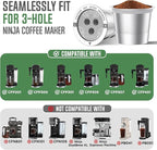 Ninja Reusable Coffee Pod: VIVI SKY Upgraded Stainless Steel Permanent Refillable Ninja K Cups - 3 Holes Coffee Filters For Ninja Coffee Maker CFP201 CFP300 CFP301 CFP305 CFP307 CFP400 (1 Pack)