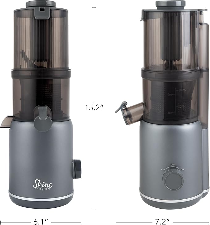 Shine Multi-Batch Compact Cold Press Juicer SMB-1, Hands-Free, Hopper Continuous Feed, Portable