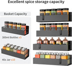 4-Piece Extra-Large Capacity Magnetic Spice Rack for Refrigerator, Matt Black