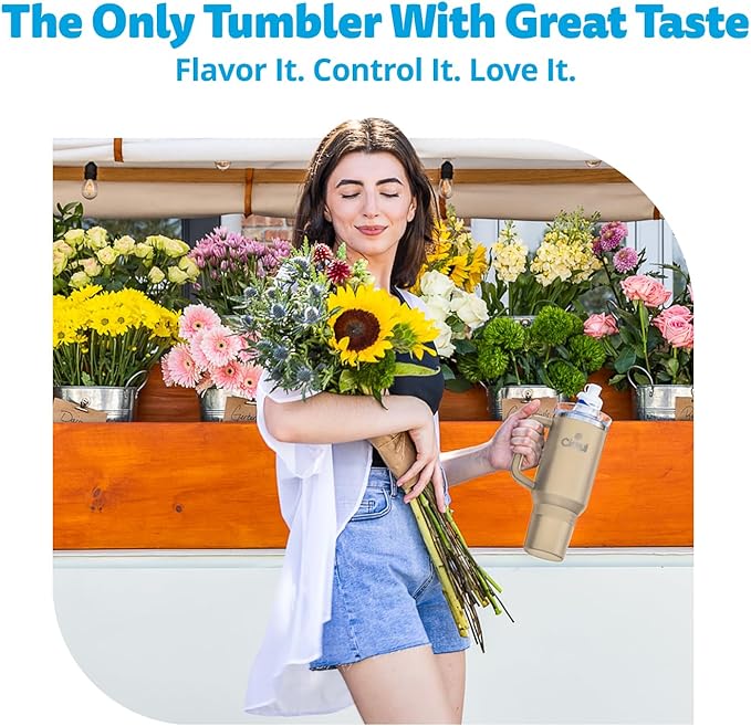 Cirkul 40oz Stainless Steel Insulated Tumbler Bundle in Ranger- Includes Flavor Cartridge Drink Mix Variety Pack, Zero Calories, No Sugar