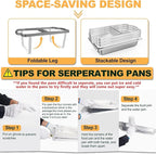 3 Pack 8QT Rectangular Chafing Dish Buffet Set Stainless Steel Catering Chafers Food Warmer with Full,Half Food Pan,Fuel Holder,Foldable Frame For Weddings/Parties/Banquets Events