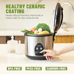 10-Cup Uncooked Rice Cooker & Food Steamer - Ceramic Non-Toxic Inner Pot, One-Touch Multifunction for Rice/Sauté/Yogurt, Dishwasher Safe, 3-10 Family Size, Stainless Steel