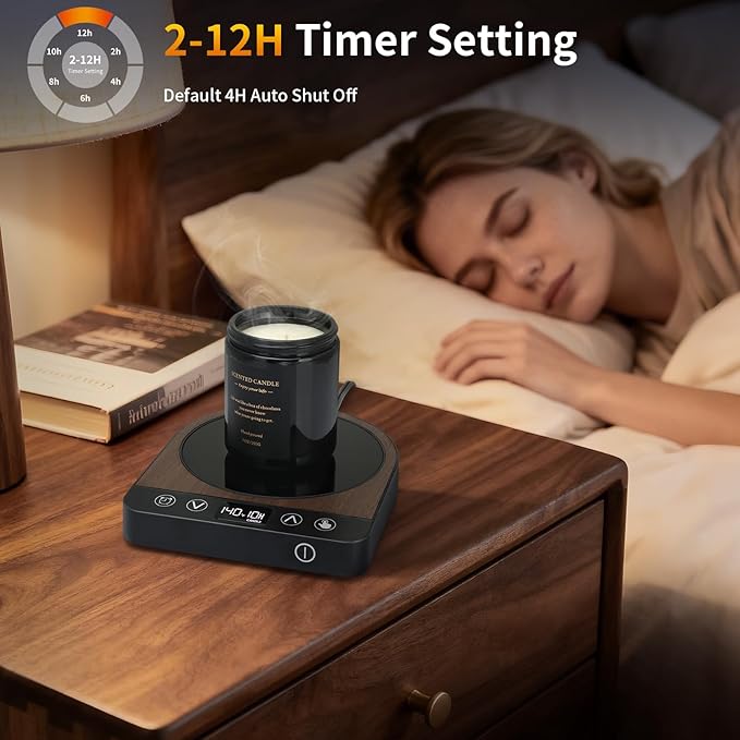 Smart Coffee Mug Warmer, 50W Fast Heating Coffee Warmer for Desk with 5 Temperature Control & 2-12H Auto Shut Off, Electric Large Panel Cup Warmer for Milk, Tea, Beverage, Candle, Wood