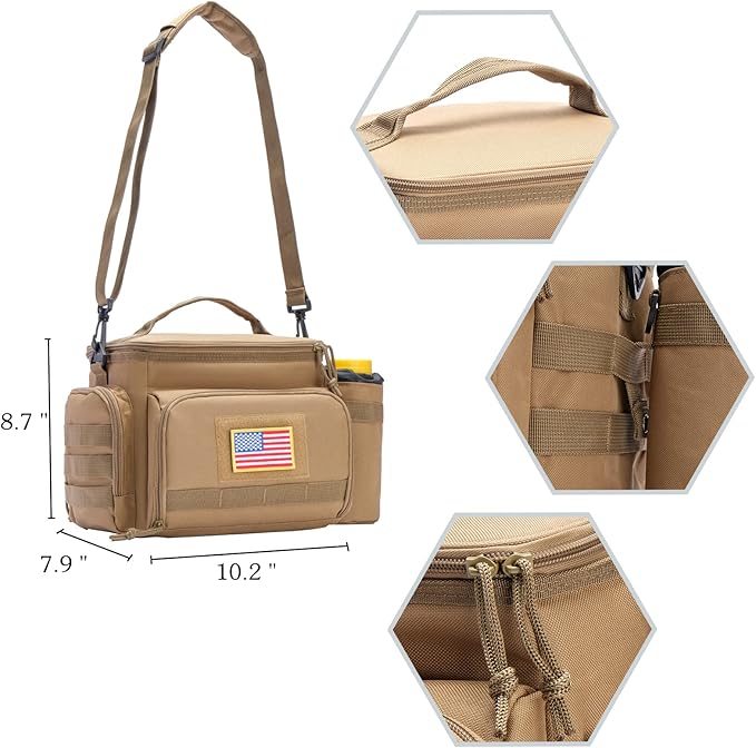MOV COMPRA Tactical Lunch Bag for Men, Insulated Lunch Box Leakproof for Men Large Capacity with MOLLE Water Bottle Pouch Lunchbox for Adults for Work, Picnic（Yellow）