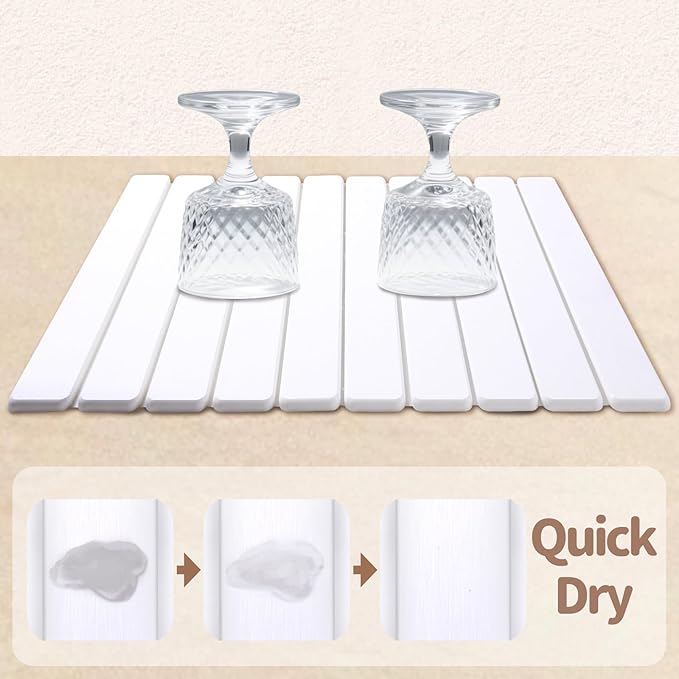 Coolcandy 24x16" Large Stone Dish Drying Mat, Quick Drying Mat Kitchen Counter, Foldable Kitchen Drying Mat, Diatomaceous Earth Stone Drying Mat, Collapsible Dish Mat Kitchen Mat For Drying