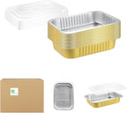 11"x 8" Sturdy Aluminum Foil Pans + Lids (20 Packs), 2X Thicker Heavy Duty for Oven, Grill, Microwavable Cooking Baking, Reusable Freezable Dishwasherable Disposable Foil Pan, 74oz