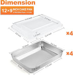 Herogo Baking Pan with Lid, 9 x 12 Inch Stainless Steel Nonstick Deep Pan, Rectangle Cakes Bakeware with Lid for Brownies Casseroles, Non Toxic & Dishwasher Safe, Set of 4