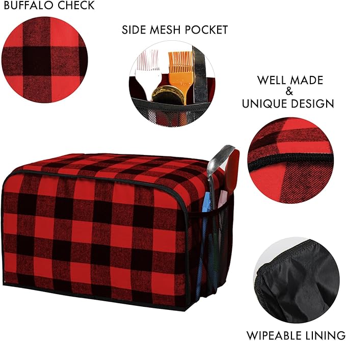 BAGSPRITE Slow Cooker Cover Compatible with Crock-Pot and Hamilton Beach 6-8 QT Slow Cooker Red White