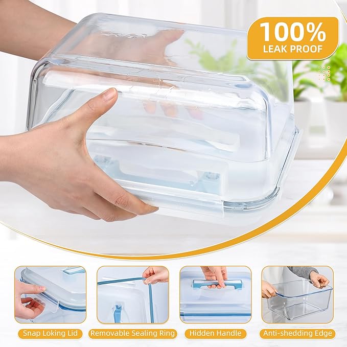 Glass Bread Box Airtight Bread Container, 190oz / 24Cup Large Glass Storage Containers with Lids, Ideal Airtight Food Storage Containers, Roasting Turkey/Chicken/Cookie, Oven&Dishwasher Safe
