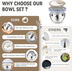 P&P CHEF 4-In-1 Stainless Steel Colander with Bowl Set, Rotatable Strainers for Kitchen, Fruit Cleaner, Washing Fruit & Draining Pasta, Mixing Bowl and Lid with Grater for Salad, Khaki
