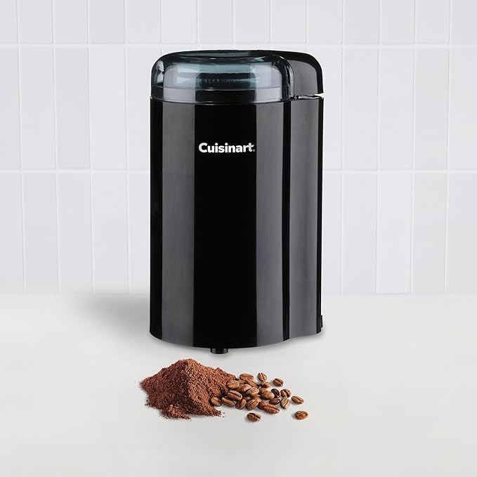 Cuisinart DCG-20BKN Coffee Grinder, On/Off Switch With Safety Interlock, Stainless Steel Blades and Easy-to-Clean Bowl with Lid, 2.5oz/70g Capacity – Enough for 12 Cups, Black
