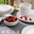 AmorArc Stoneware Cereal Bowls for Kitchen, 28oz Large Ceramic Soup Bowls Set of 6 for Meal, Chip-Resistant Kitchen Bowls with Wavy Rim, Reactive Glaze-Matte White