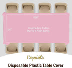 Exquisite Party Solids 12-Pack Premium Plastic Tablecloth 54in. x 108in. Rectangle Table Cover - Pink