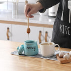 ONTUBE Honey Jar with Dipper and Lid, Ceramic Honey Pot 12oz, Turquoise