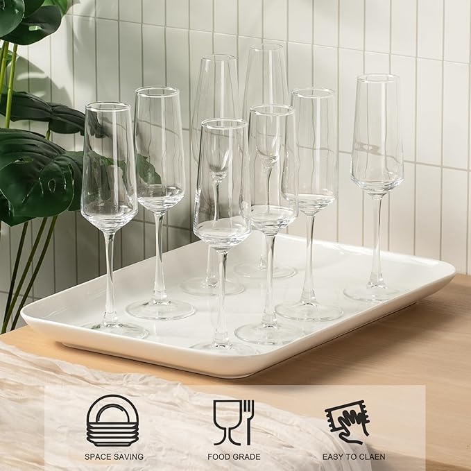 DELLING Large Serving Platter, 18" x 12.3" Serving Tray-Set of 2, White Platters for Serving Food, Serving Trays for Party, Fruit, Appetizer, Serving Trays for Entertaining at Parties and Weddings