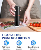 AIRMSEN Handheld Vacuum Sealer with 11 PCS Reusable Sous Vide Bags and 2 PCS Vacuum Wine Sealer, Compact Vacuum Sealer Machine for Food Storage