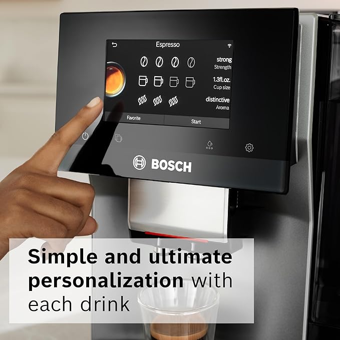 Bosch 800 Series Fully Automatic Espresso and Coffee Machine – 36 Drinks with Coffee World, Cold Brew, Double Cup, Integrated Milk Container, Smart Features, in Stainless Steel TQU60703