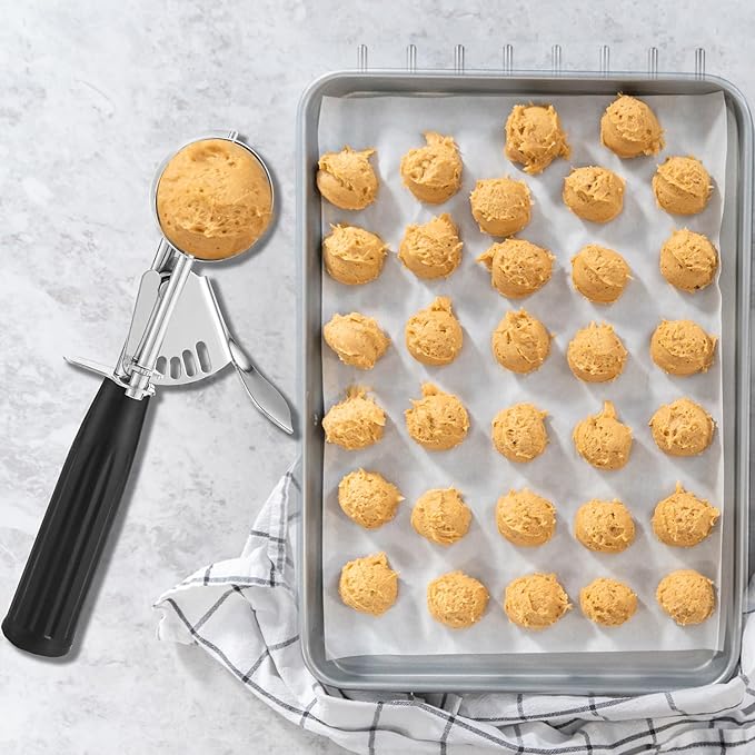 Cookie Scoop Set, Ice Cream Scoop Set, Cookie Scoops for Baking, Multiple Size Large-Medium-Small Size Disher, Professional 18/8 Stainless Steel Cupcake Scoop