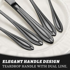 TIVOLI Silverware Set for 8, 40 Piece Heavy Duty Stainless Steel Flatware Utensils Cutlery Set Including Steak Knife Fork and Spoon, Dishwasher Safe, Gift Package for Wedding Housewarming (Black)