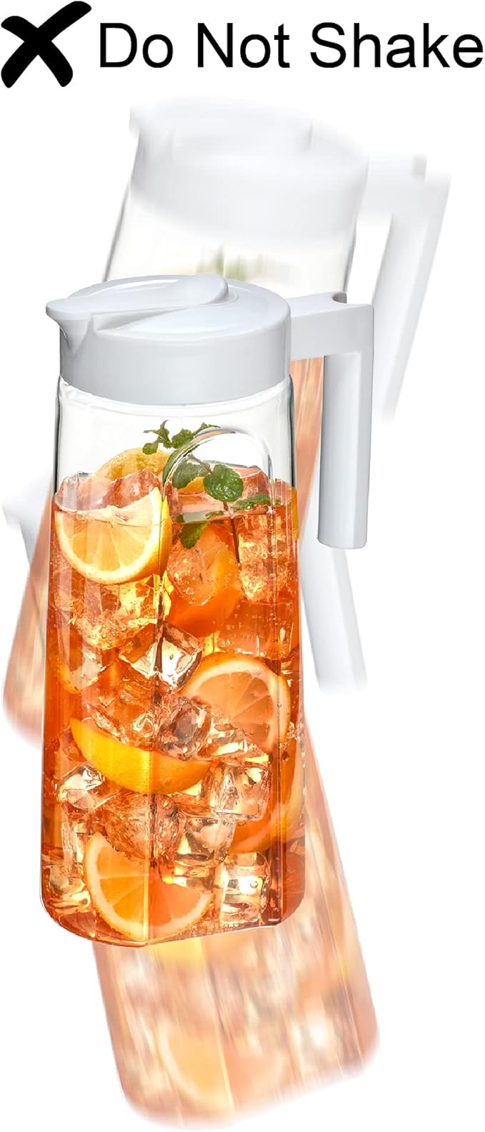 Amazing Abby - Slim - Tritan Pitcher (64 oz), Unbreakable Plastic Water Pitcher with Lid, BPA-Free, Heat-Resistant, Dishwasher-Safe, Great for Both Iced and Hot Drinks, Indoors and Outdoors, White