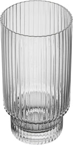 Restaurantware-Vetri 10 Ounce Highball Glasses, 24 Ribbed Drinking Glasses - No-Lead, Dishwashable, Clear Glass Tumblers For Scotch, For Drinking Liquor, Cocktail, Bourbon, Cognac, And More