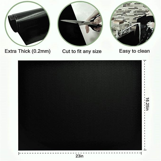 3 Pack Non-Stick Heavy Duty Oven Liners Set for Bottom of Electric Oven by Grill Magic - Thick, Heat Resistant Fiberglass Mat - Easy to Clean, Reduce Spills, Stuck Foods & Clean Up - BPA Free