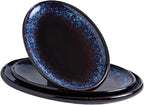 Ceramic Large Serving Platters- Set of 3 Oval Platters for Entertaining. Modern Kitchen Dishes for Dinner, Fruit, Salad, Turkey.Oven, Dishwasher Safe, 15.75"/13.75"/12",Speckled Bluish Purple