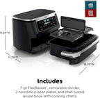 Ninja Foodi 6-in-1 FlexBasket Air Fryer with 7-QT MegaZone & Basket Divider for Large Proteins & Full Meals, Smart Finish Cook 2 Foods 2 Ways, Family Sized Capacity, Air Fry, Roast & More, Black DZ071