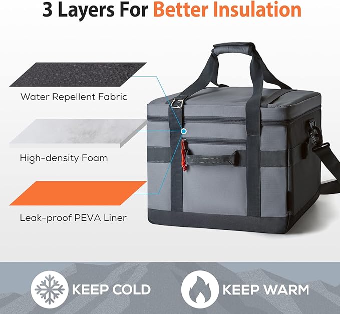 TOURIT Cooler Bag 48/60 Cans Insulated Soft Cooler Large Collapsible Cooler Bag 32/40L Lunch Coolers for Picnic, Beach, Work, Trip