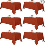 Fitable 6 Pack Rust 70?20 Inch Rectangle Tablecloth - Stain Resistant and Washable Table Cover, Polyester Fabric Table Cloth for Wedding, Party, Banquet, Formal Events