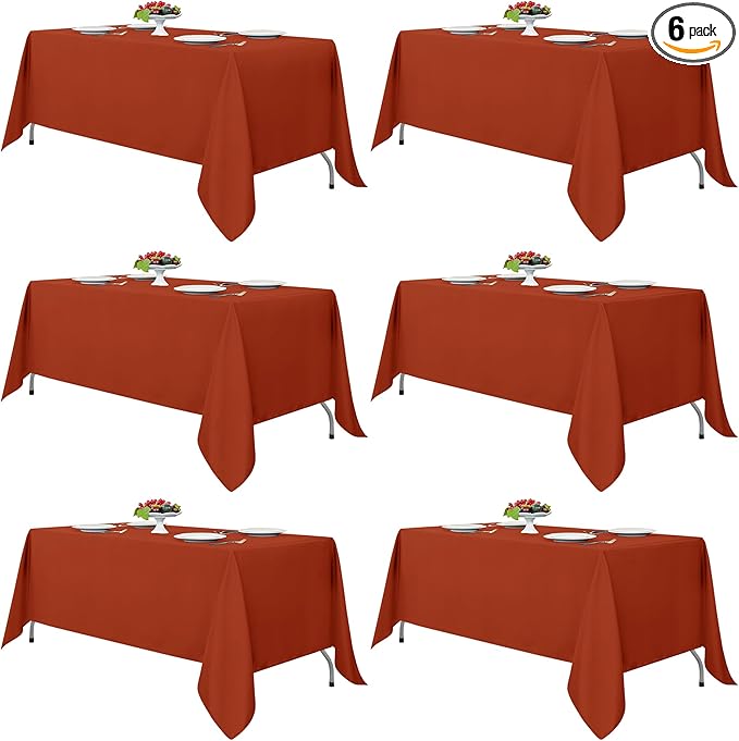 Fitable 6 Pack Rust 70?20 Inch Rectangle Tablecloth - Stain Resistant and Washable Table Cover, Polyester Fabric Table Cloth for Wedding, Party, Banquet, Formal Events