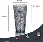 Yalin 24-Ounce Plastic Tumbler Acrylic Drinking Glasses, Reusable Plastic Cups, Stackable, BPA-Free, Shatter Proof, Dishwasher Safe, Set of 8 (Gray)