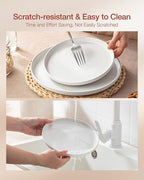 Famiware Milkyway Dinnerware Sets, 24 Piece Dish Set, Plates and Bowls Sets for 8, White