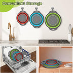 Collapsible Silicone Colander Set 3-Piece - Space-Saving Kitchen Strainer for Pasta & Spaghetti, Fruit & Veggies, Dishwasher Safe, Multi-Color Sizes for Camping, RV & Small Kitchens