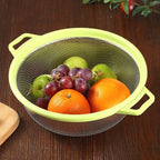 Stainless Steel Colander With Handle and Legs, Large Metal Green Strainer for Pasta, Spaghetti, Berry, Veggies, Fruits, Noodles, Salads, 5-quart 10.5” Kitchen Mesh Colander, Dishwasher Safe