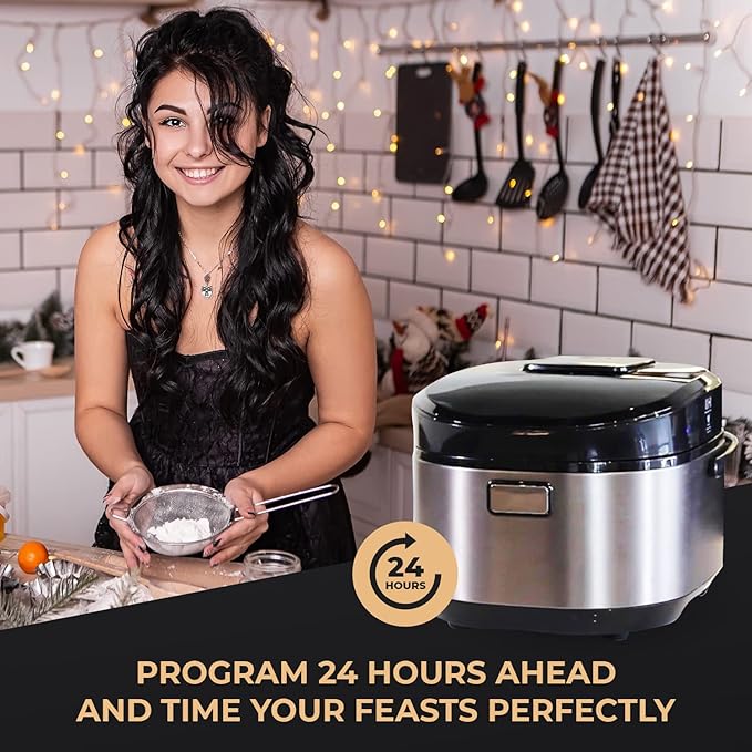 Buffalo Titanium Grey IH SMART COOKER, Rice Cooker and Warmer, 1.8L, 10 cups of rice, Non-Coating inner pot, Efficient, Multiple function, Induction Heating (10 cups)