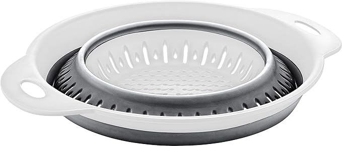 Collapsible Colanders (Strainers) for Fruit Vegetable Food Sizes 8" - 2 Quart (grey)