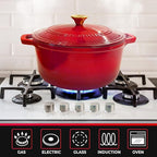 MÜELLERHOME 4.5 QT Enameled Cast Iron Dutch Oven, Heavy-Duty Casserole Dish and Braiser Pan with Lid and Stainless Knob, Oven-Safe up to 500° F & Across All Cooktops, Red