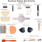 Complete Sourdough Starter Kit, Glass Sourdough Starter Jar Kit & Sourdough Bread Baking Supplies - Sourdough Starter Kit Includes Sourdough Jar, Silicone Bread Proofing Bowl & More (yellow, 10 inch)